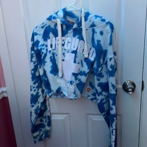 Robert Moses blue and white tie dye life guard hoodie
